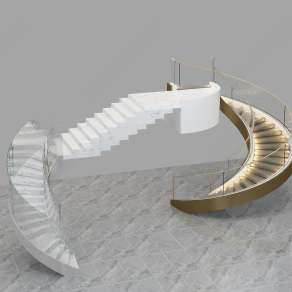 现代旋转楼梯3D模型下载